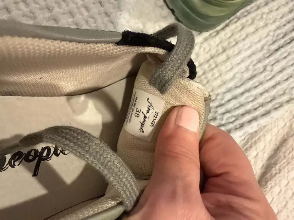 Free People Let's Wander Washed Olive Green Chunky Sneakers Size 38